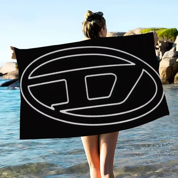 Serviette de bain en microfibre avec logo D-DIESEL, douce, absorbante, respirante, pour filles et enfants, serviette de plage décorative à motif de dessin animé
