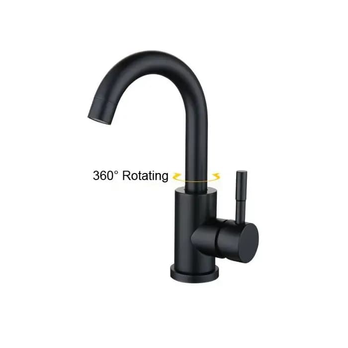 Robinets de lavabo de salle de bains, robinets d'évier noirs, mélangeur d'eau chaude et froide, grue blanche montée sur le pont 360 °   Robinets d'eau universels rotatifs