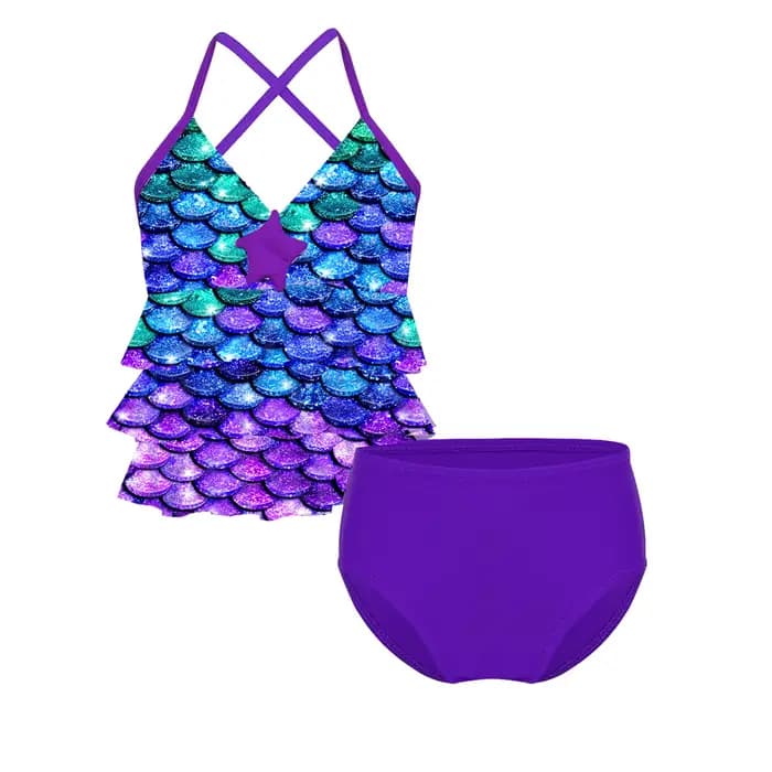 Maillot de bain sirène pour enfants, maillots de bain pour filles, maillots de bain pour enfants, bikini trempé, vêtements de plage d'été, ensembles de vacances, 2 pièces