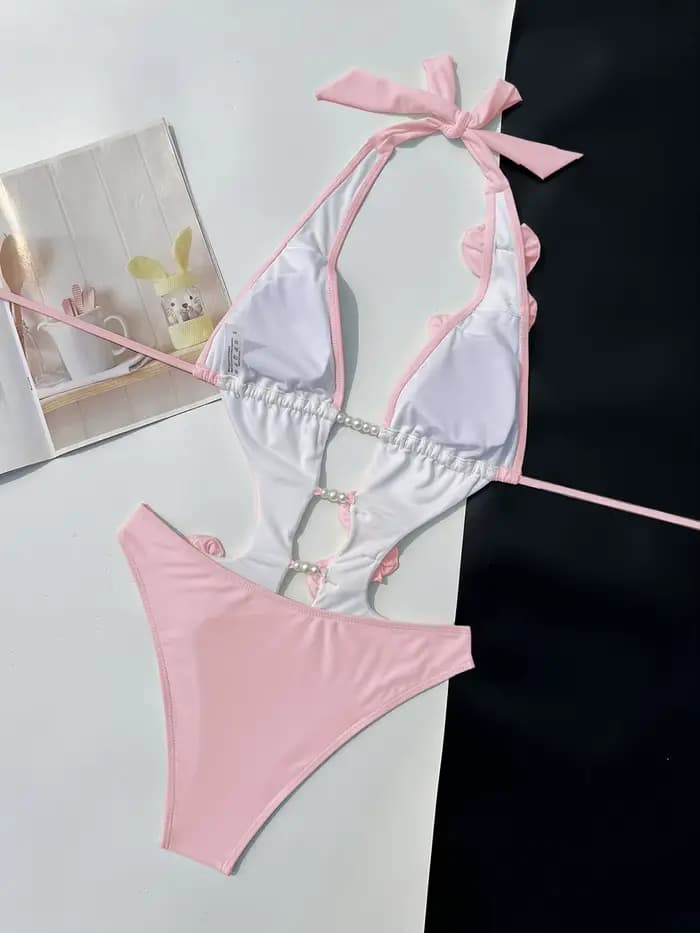 Maillot de bain rose rouge