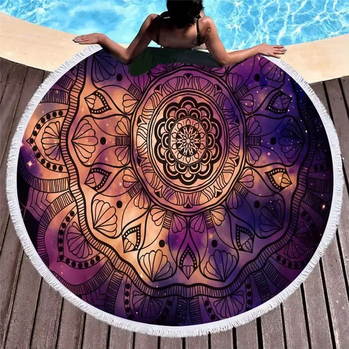Serviettes de plage rondes à motifs mandala, 150cm, pour l'été, optique géométrique, pour le bain, la natation, le yoga, polymères