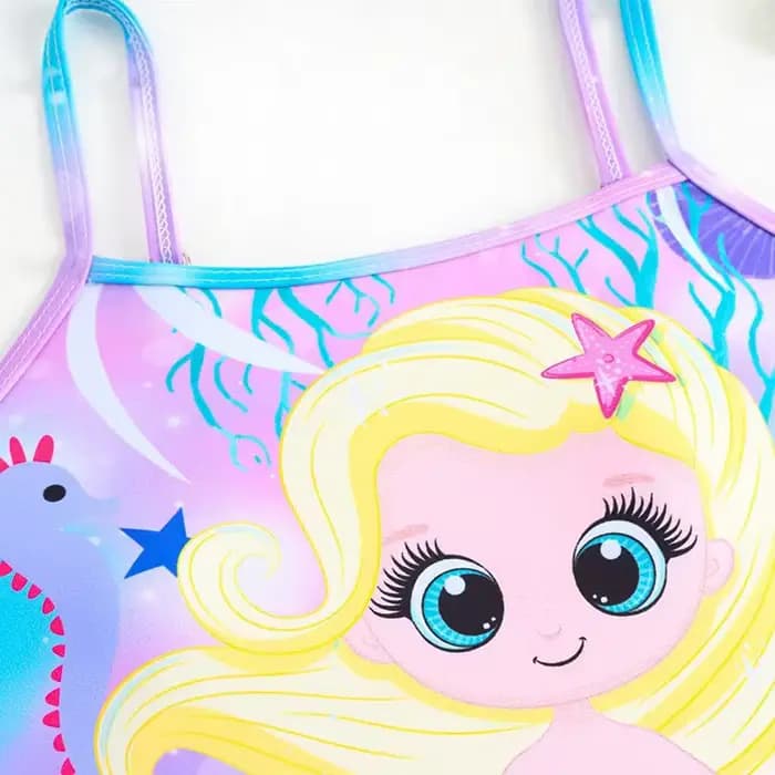 Maillot de bain une pièce imprimé sirène pour filles 2026 et jupe de plage pour enfants – Tenue de bain et de plage pour enfants