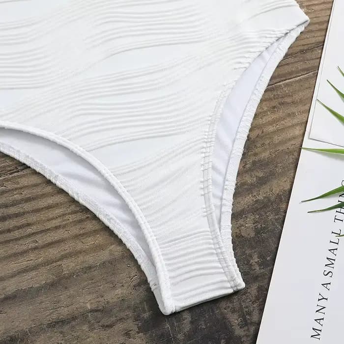 Maillot de bain une pièce sexy côtelé, solide, irrégulier, bikini, haut, fort, costume, tenues de plage, body, tankini