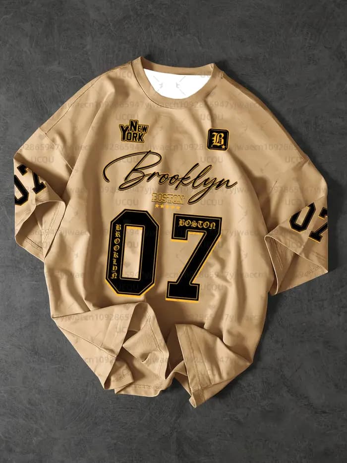 T-shirt de sport imprimé Brooklyn 07 pour hommes, T-shirt à manches courtes, T-shirt graphique d'été, haut de sport décontracté grande taille pour femmes