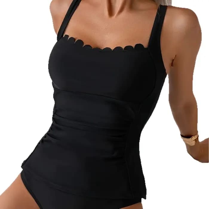 Maillot de bain deux pièces noir modeste pour femmes