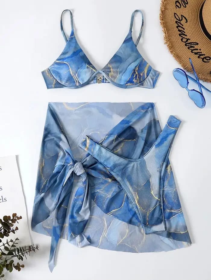 Cikini-Maillot de bain push up avec jupe pour femme