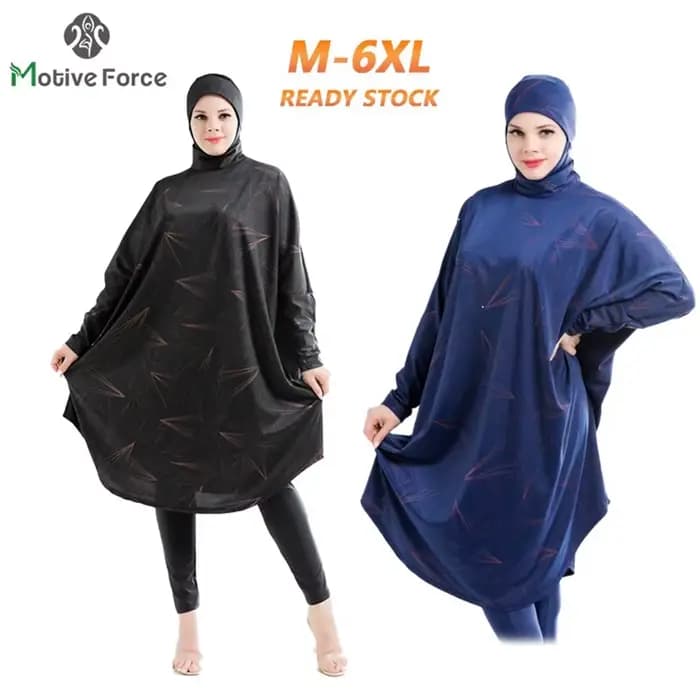 Abaya-Burkini Musulman à Manches sulfpour Femme, Grande Taille, Modeste, Hijab