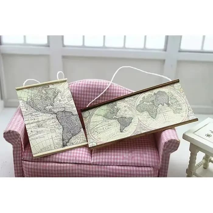 Mini modèle de carte du monde 1/12, accessoires de décoration pour maison de poupée