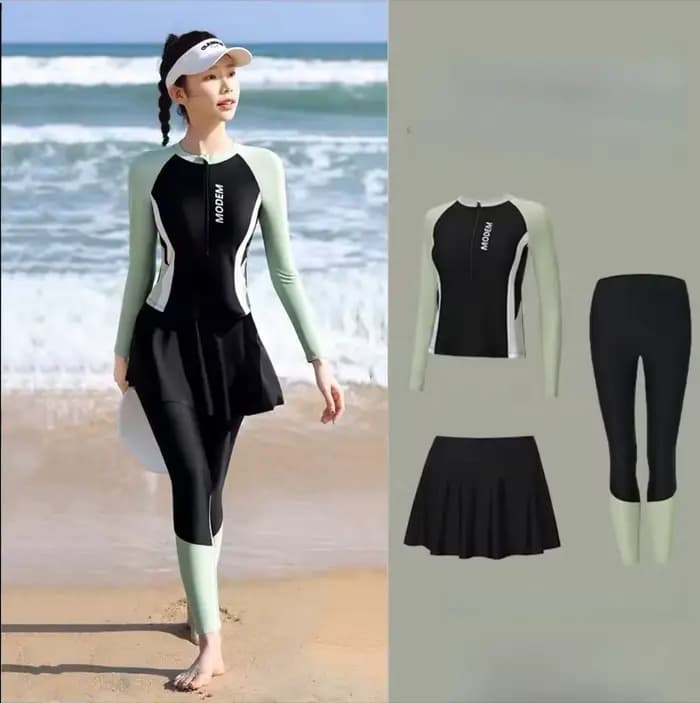 Maillot de bain d'été pour natation, Protection solaire, Style fendu conservateur, pantalon à manches longues, coupe cintrée, façonnant, combinaison de surf et de plongée