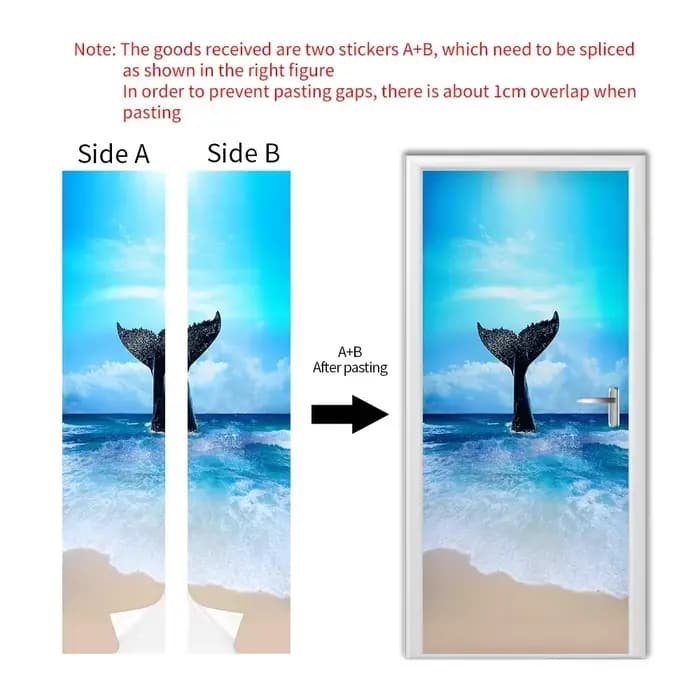 Autocollant Mural de porte 3D vue sur la mer plage, papier peint auto-adhésif en PVC bleu ciel, paysage d'été, couverture complète de porte pour réfrigérateur