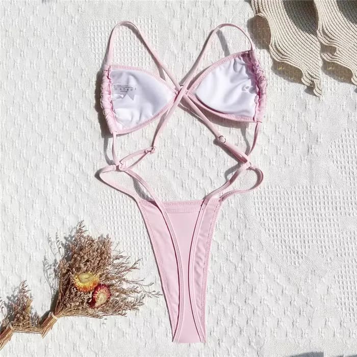 Maillot de bain micro bikini rose à sequins brillants