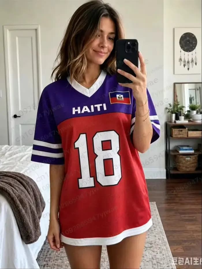 Maillot de football surdimensionné Haiti 1804, style streetwear, manches courtes, haut Y2K, t-shirt unisexe, été, t-shirts pour hommes et femmes