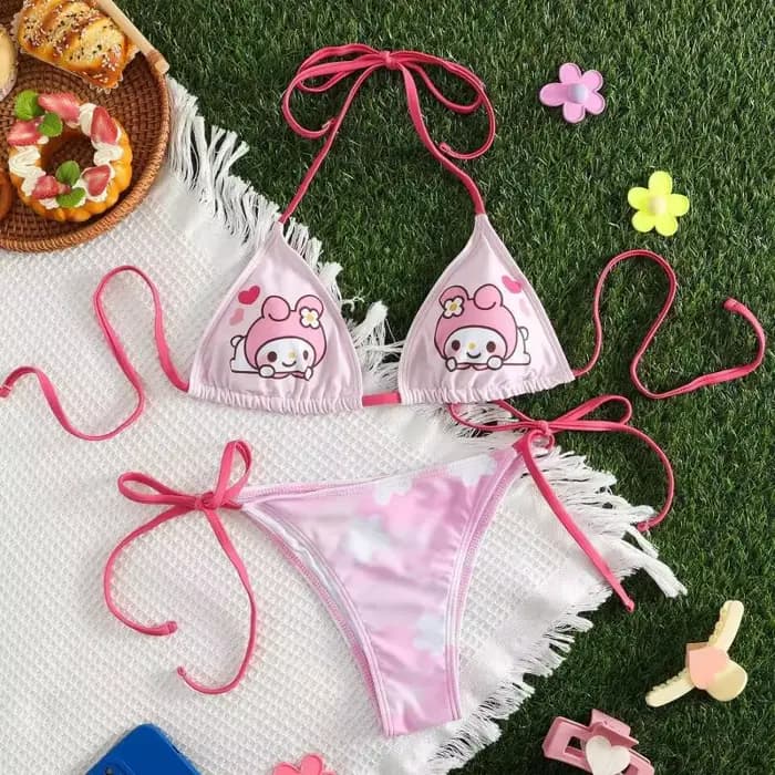 Maillot de bain sexy Hello Kitty pour femme 2026 – Ensemble bikini mignon Sanrio pour filles – Tenue de plage tendance