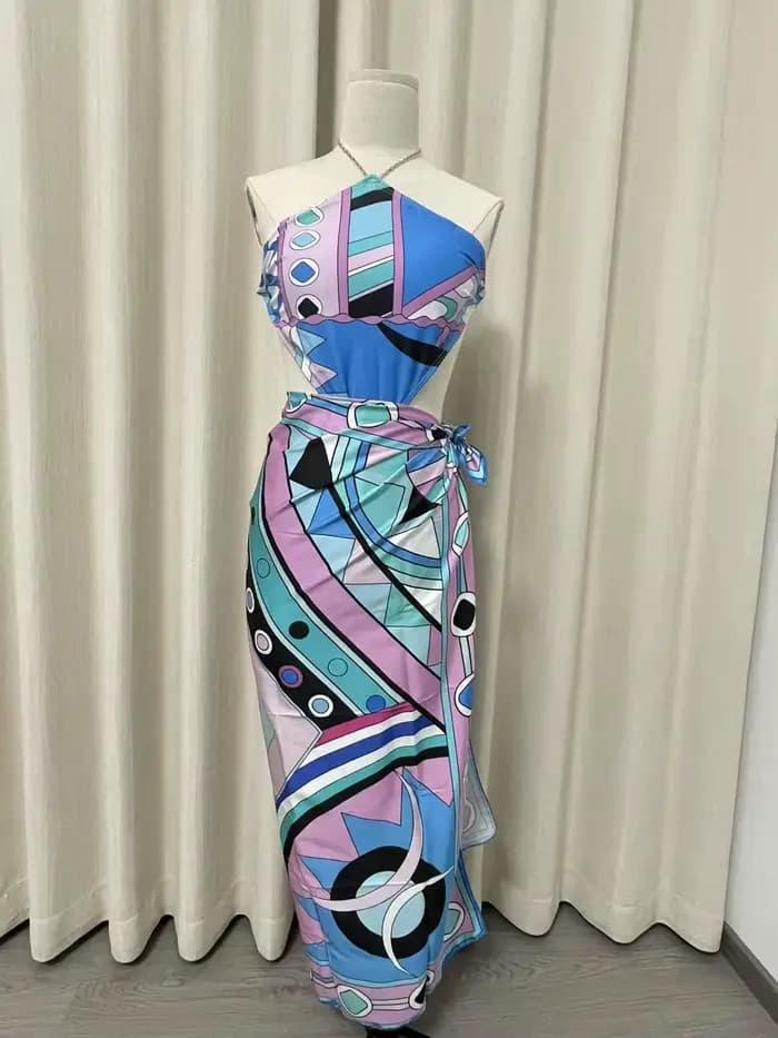 Nouvelle collection 2026 : Ensembles de maillots de bain pour femmes, style jupe, de marque de créateur, sexy, avec foulard et bretelles intégrées