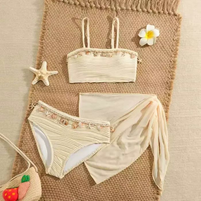 Maillot de bain bikini pour filles, ensemble 3 pièces avec jupe, pour filles de 8, 9, 10, 11, 12 ans, maillot de bain de plage, vêtements de bain d'été