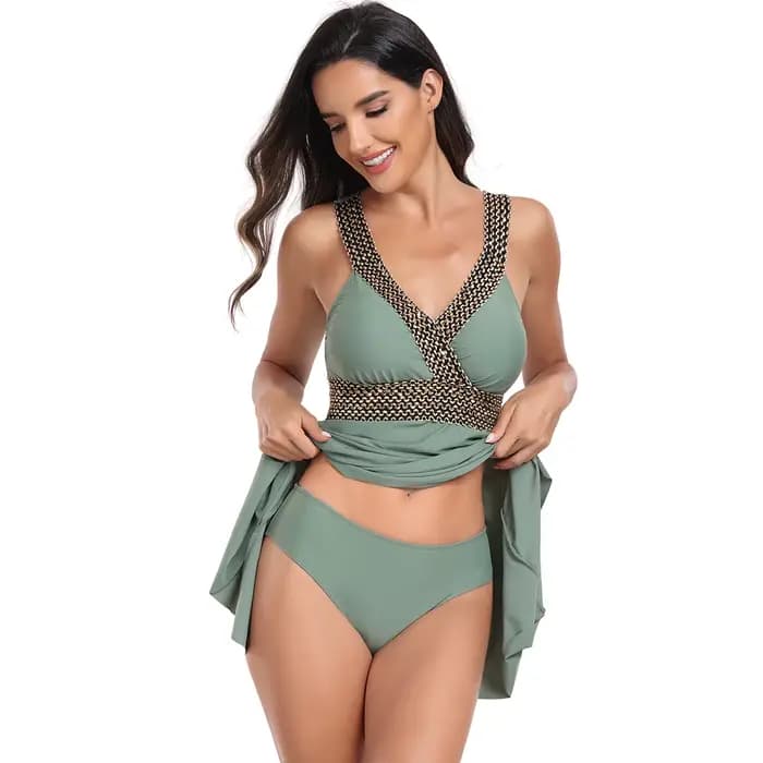 Maillot de bain deux pièces à bretelles en fil pour femmes, rembourré, couleur unie, pour baigneurs, vêtements de plage, d'été, 2024