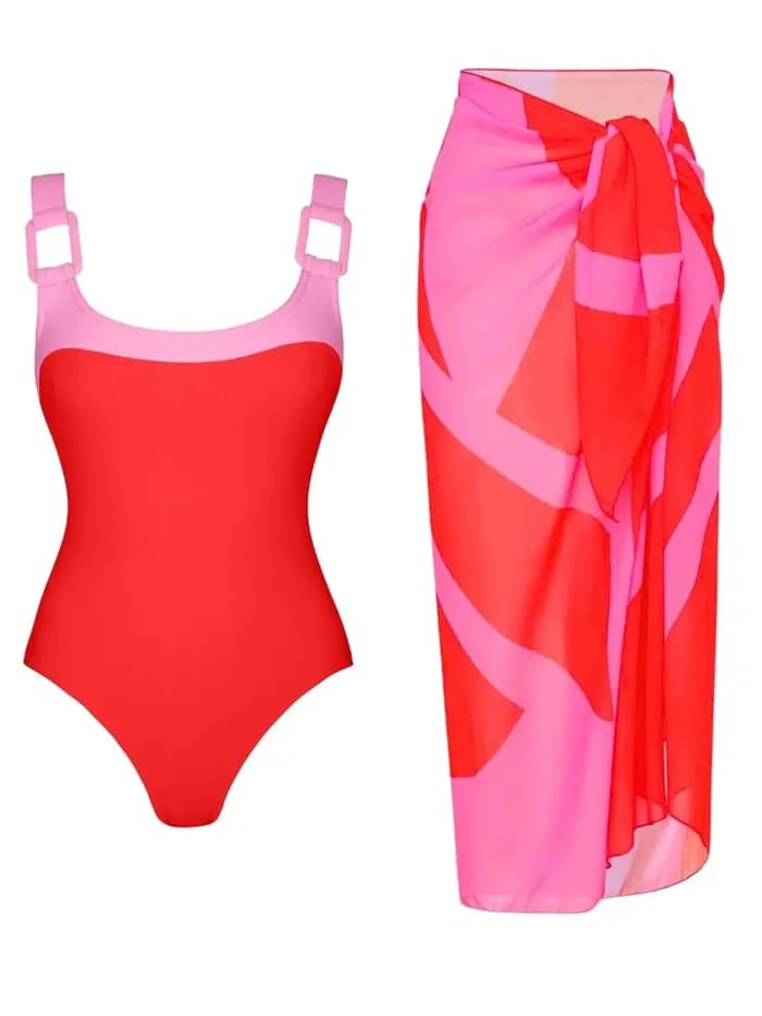 Nouveau Maillot de Bain Une Pièce Sexy 2026 pour Femme avec Jupe de Plage Intégrée – Tenue de Bain e