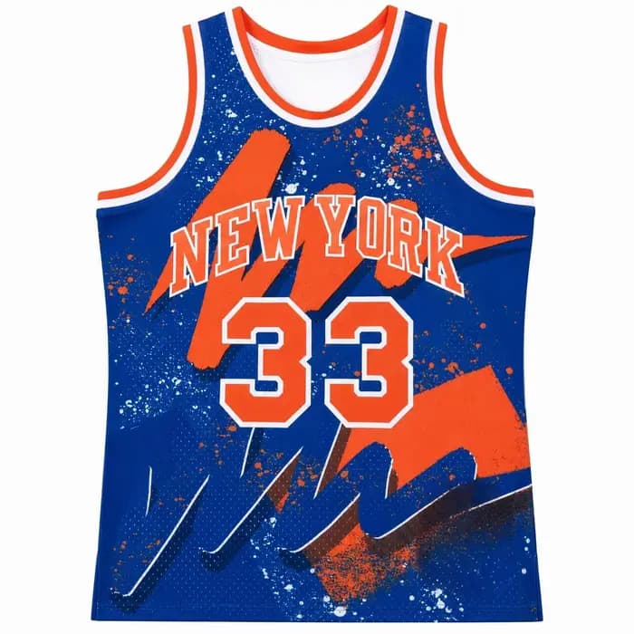 Maillot de basket-ball New York Knicks 33, imprimé graffiti, respirant, en mesh, sans manches, pour