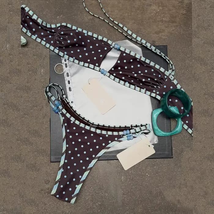 Bikinis bandeau 2026 sexy pour femme, ensemble de maillot de bain brésilien à pois, tenue de plage