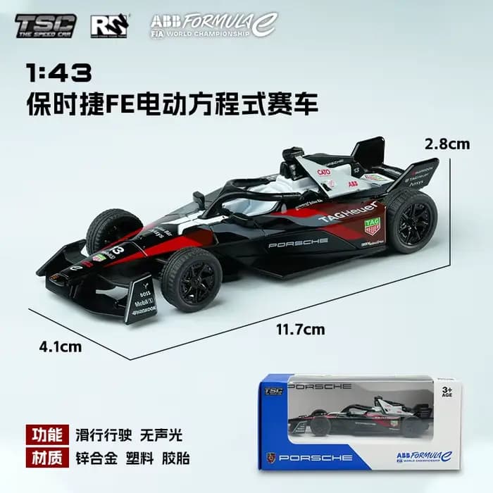 Tsc Speed Card 1:43 modèle de voiture en alliage Porsche Fe formule électrique modèle de voiture de