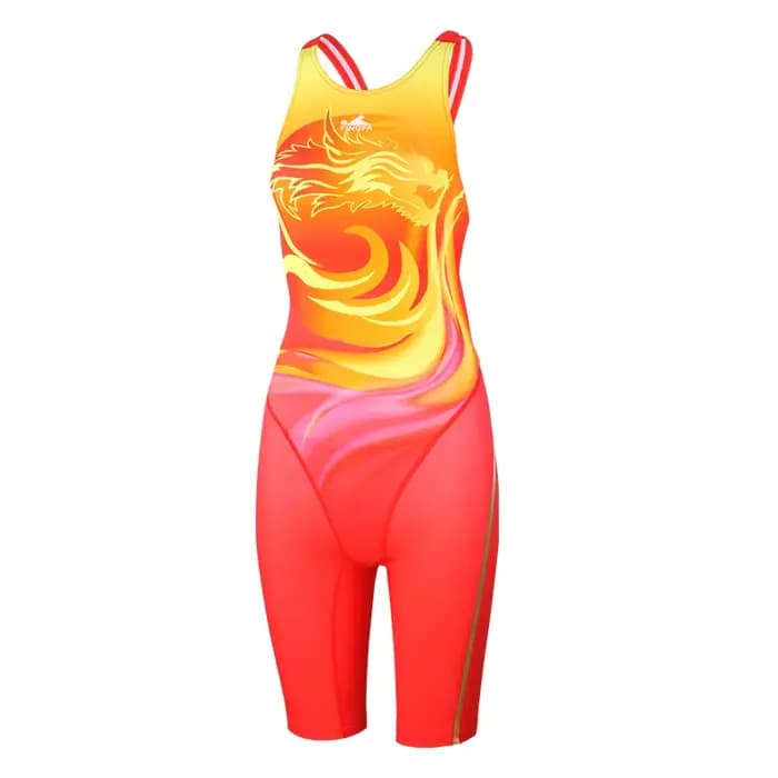 Maillot de bain une pièce rouge Fastskin pour femme, maillot de bain de course au genou, tenue de na