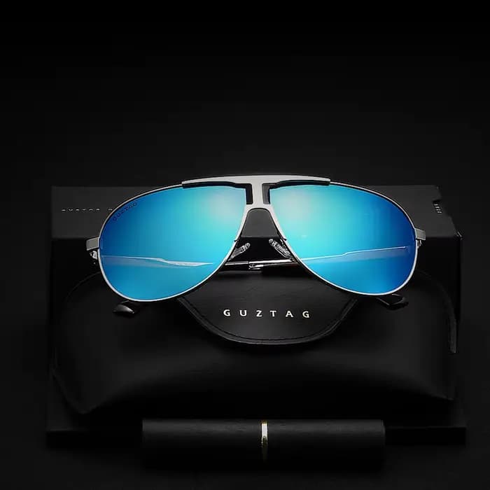 GUZTAG-Lunettes de soleil polarisées classiques pour hommes, en acier inoxydable, vintage, pour l'ex