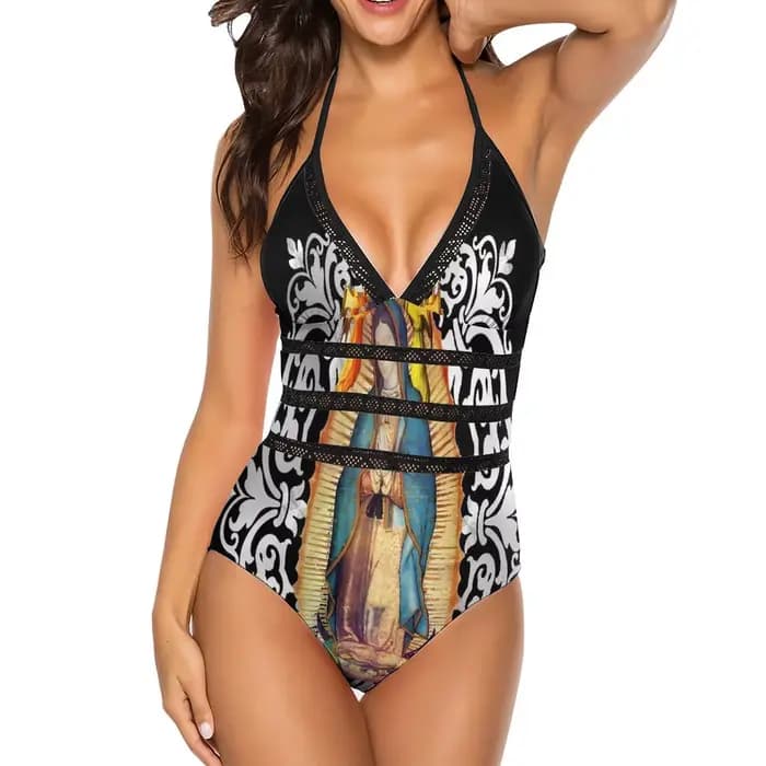 Maillot de bain une pièce à lacets, vierge marie mexique, Sexy, notre-dame de Guadalupe, mignon, bod