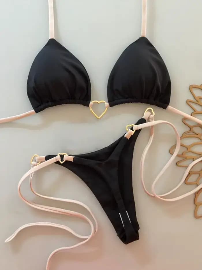 Bikini triangle 2026 pour femme, maillot de bain halter uni, sexy, brésilien, vêtements de bain fémi