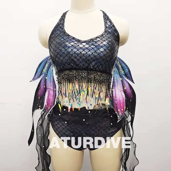 Maillot de bain sirène à paillettes, scintillant, pour le festival de la musique, performance pour a