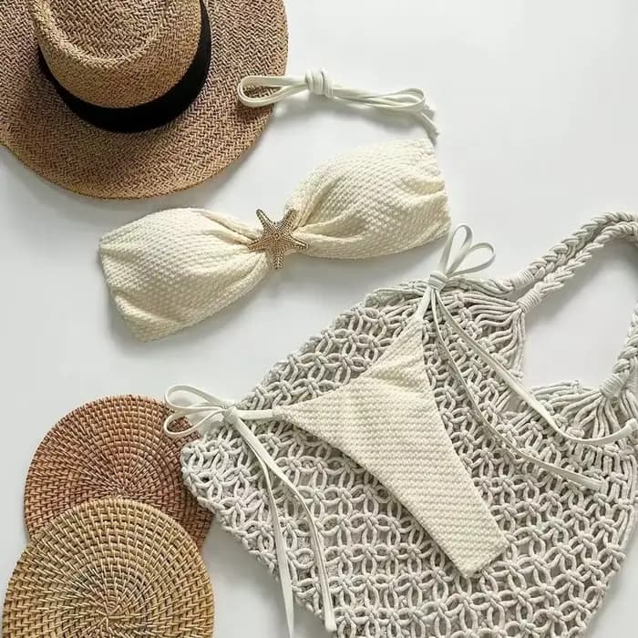 Maillot de bain couleur unie Bikini européen et américain Sexy à lacets Bikini femme petit frais fen