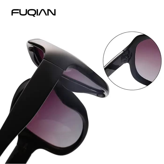 FUQIAN marque Design élégant polarisé surdimensionné rond lunettes de soleil femmes Simple mode gran
