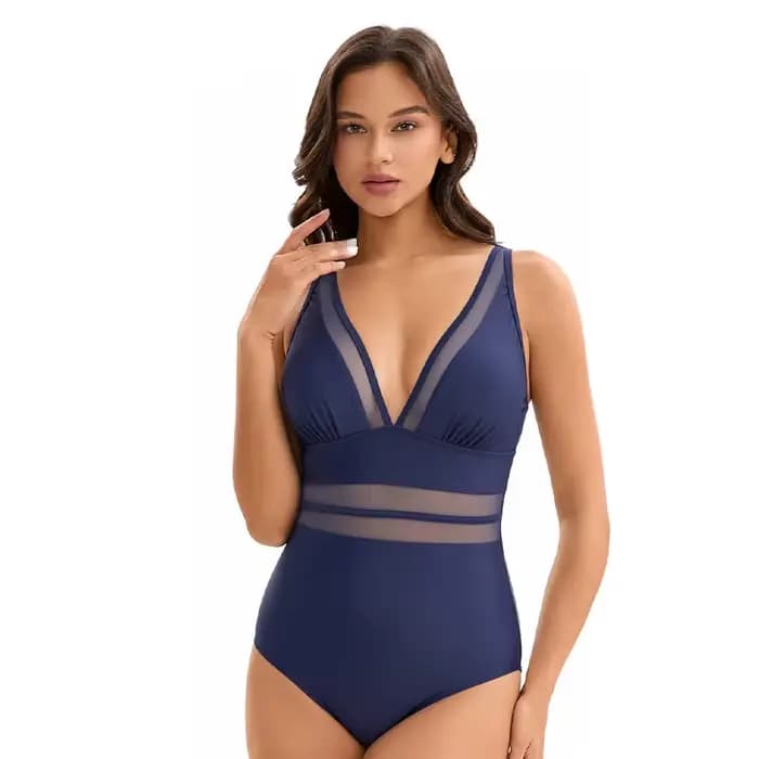 Maillot de bain une pièce pour femme 2025, effet ventre plat, color block néon, col en V profond, am