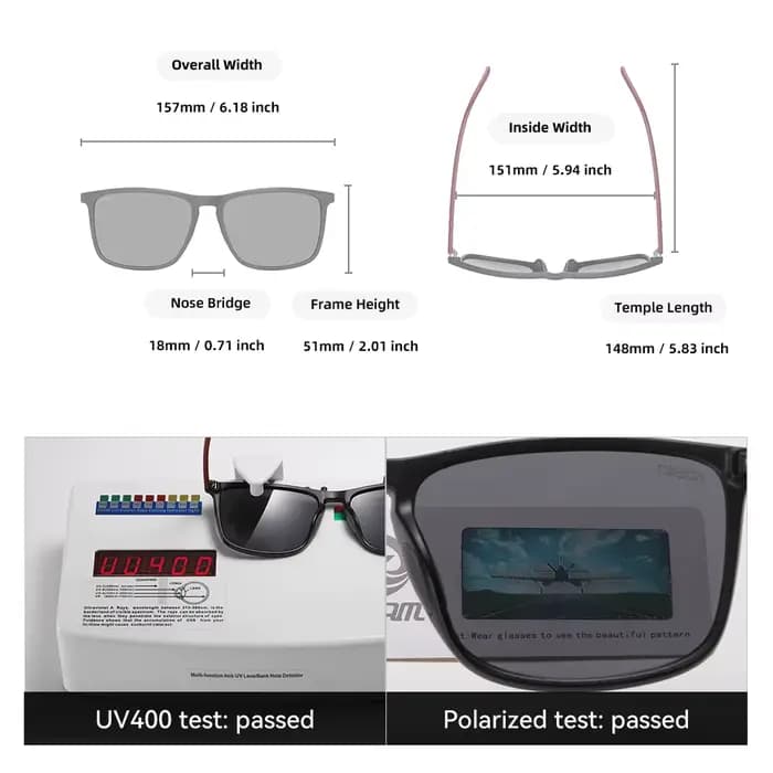 Lunettes de soleil polarisées KDEAM taille XL extra large pour hommes, lunettes de soleil photochrom