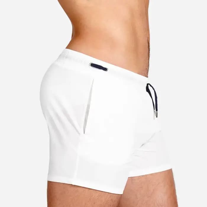 UXH-Short de bain moulant pour homme, culotte de plage, couleur unie