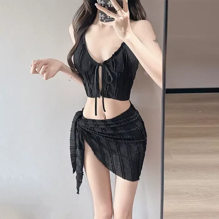 Women's Sexy Bikini Swimsuit Sensual Seaside Spa Vacation Separate Slimming 3 Pcs Belly Covering Swi