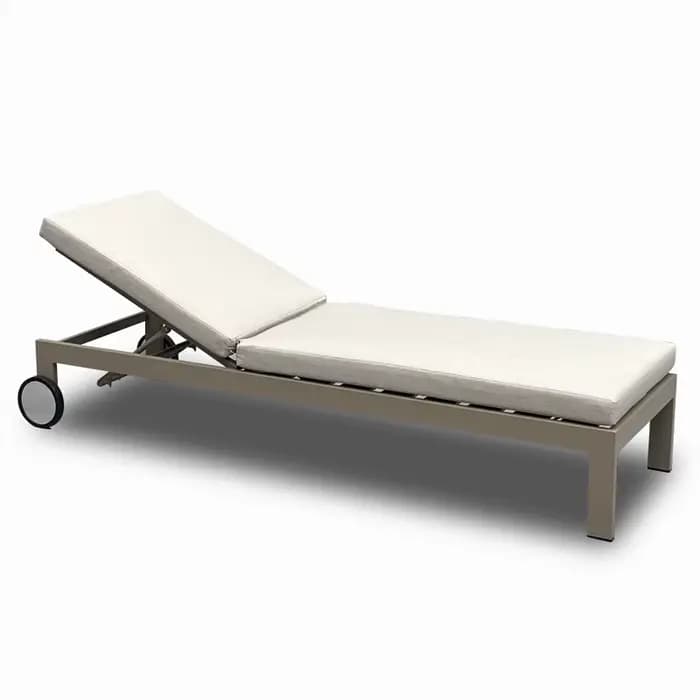 Chaise longue de luxe en aluminium pour l'extérieur avec roulettes, mobilier de jardin et de terrass