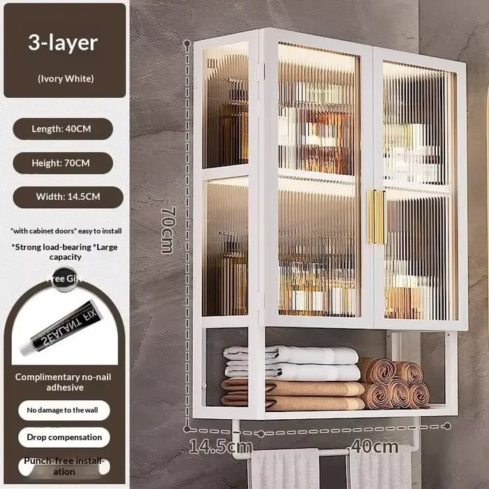 Étagères de salle de bain sans perçage, armoire de rangement murale pour salle de bain, étagère susp