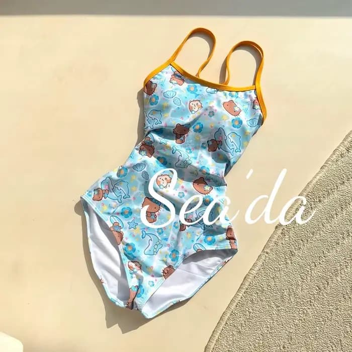 Maillot de bain Kawaii Sanrio Hello Kitty pour femme, bikini dessin animé mignon, maillot de bain tr