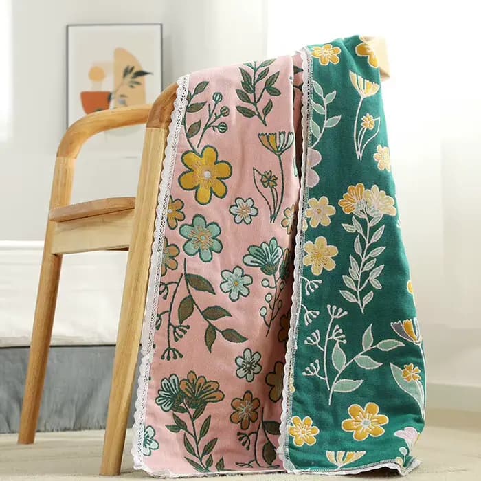 Serviettes de bain en coton éponge pour femmes, design en dentelle, style japonais, 5 couches de gaz