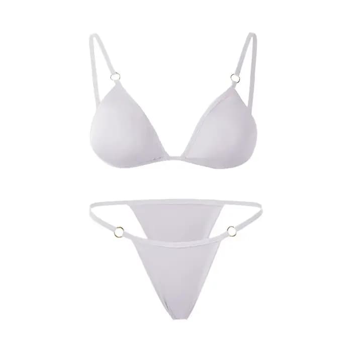 Maillot de bain deux pièces sexy pour femmes, bikini fendu avec sangle en métal décoré, style brésil