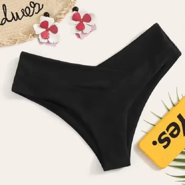 Maillot de bain brésilien sexy noir pour femme - Culotte échancrée en V et short de bain pour la pla