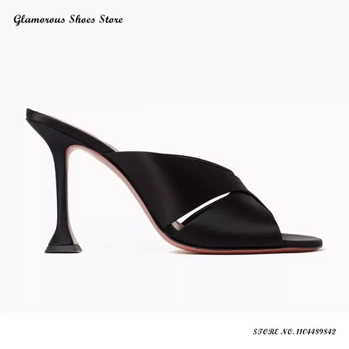 Mules élégantes à imprimé léopard et brides croisées pour femme, à bout rond ouvert, à enfiler, chau