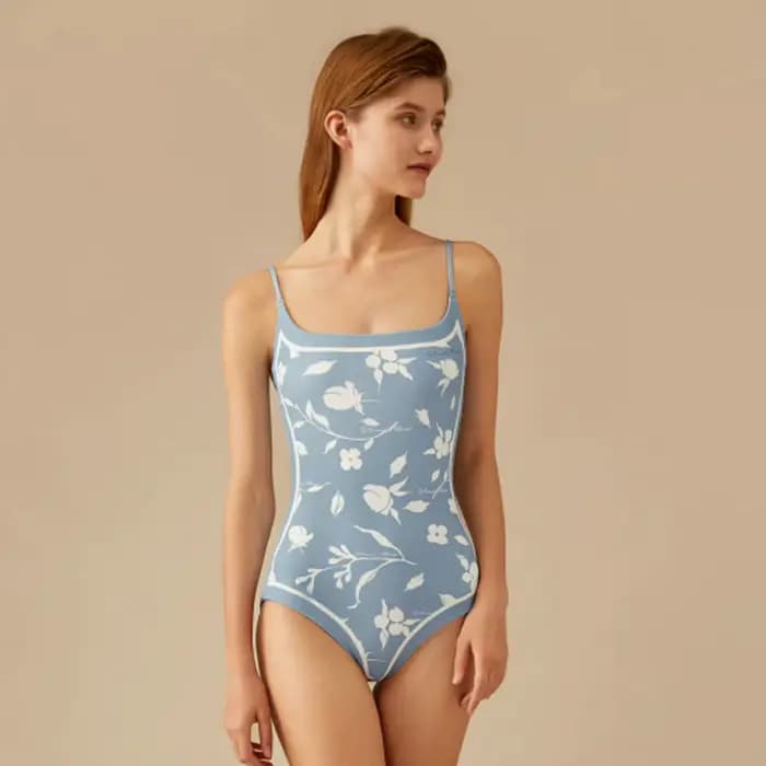 Maillot de bain Ins Wind Double face imprimé petit maillot de bain une pièce bustier tubulaire rétro