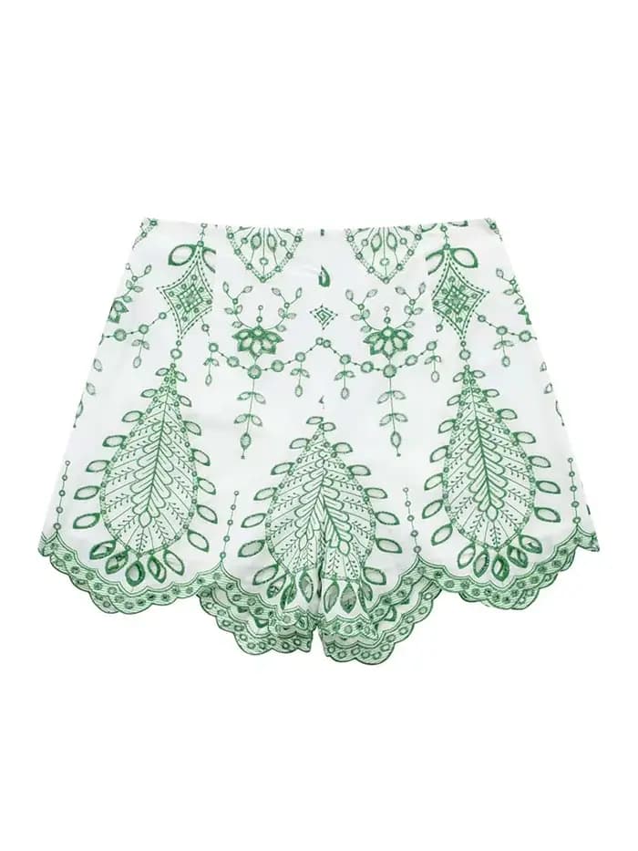 Femme 2 pièces Shorts ensembles 2024 nouvelle mode broderie chemisier court été femmes costume Short