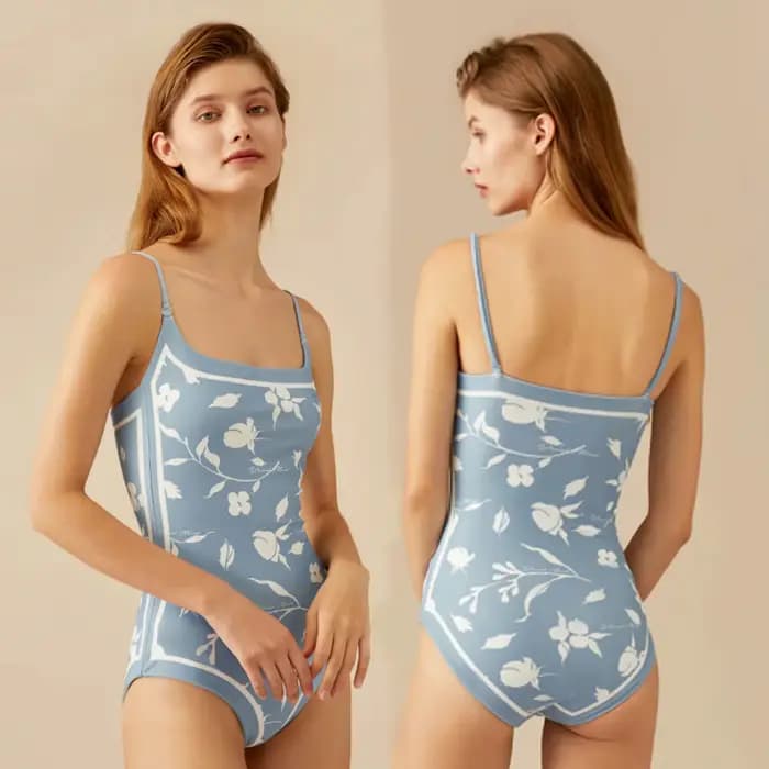 Maillot de bain Ins Wind Double face imprimé petit maillot de bain une pièce bustier tubulaire rétro