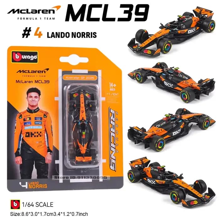 Bburago 1:64 2025 F1 McLaren Formule 1 Équipe MCL39 # 4 Lando Norris # 81 Oscar Piastri alliage voit