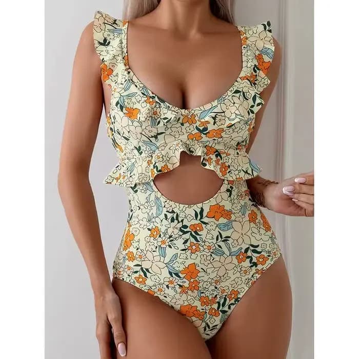 Nouveau Maillot de Bain Femme 2026 Une Pièce Bikini Floral Volants Plage Été Monokini Biquinis Femme