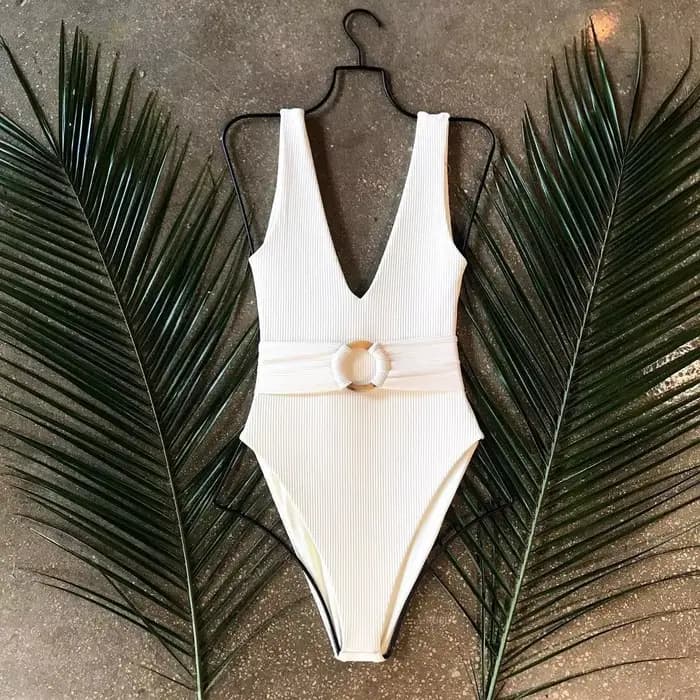 Cikini-Maillot de bain une pièce pour femmes, tenue de plage, couleur unie, été