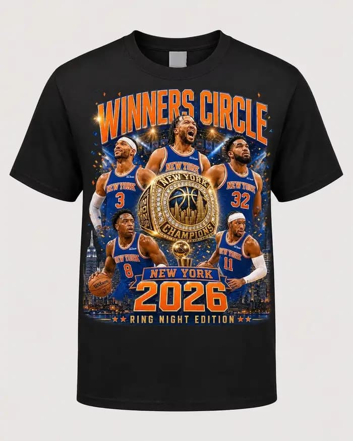 T-shirt imprimé « Membre du cercle de championnat des New York Knicks 2026 », T-shirt décontracté un