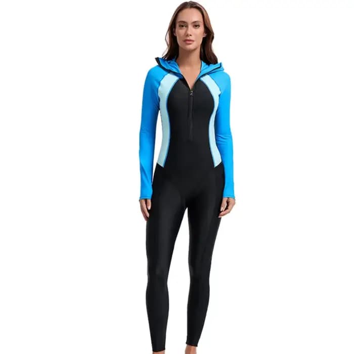 Maillot de bain une pièce de Sport pour femmes, manches longues, imprimé, pantalon de protection con